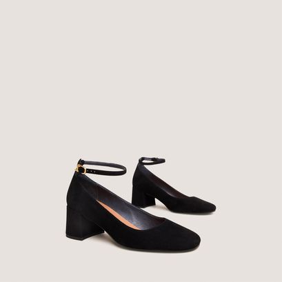 Mary jane shoes with ankle strap in black suede | ditto