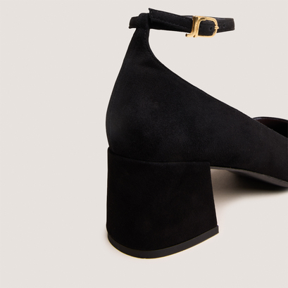 Mary jane shoes with ankle strap in black suede | ditto