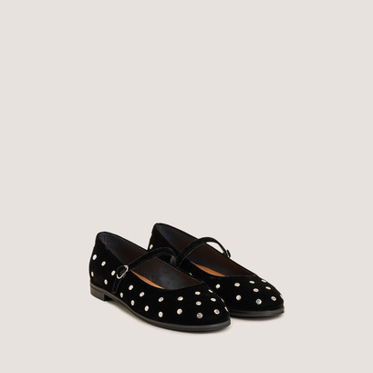Ballet flats with studs in black velvet | deliott