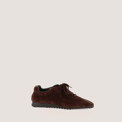 Lace-up sneakers in dark brown suede | dabon