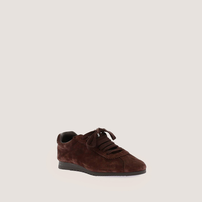 Lace-up sneakers in dark brown suede | dabon