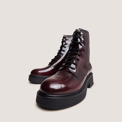 Lace-up boots in burgundy patinated leather | doscar