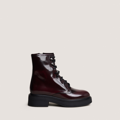 Lace-up boots in burgundy patinated leather | doscar