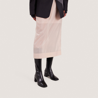 Square-toe boots in black split leather | argentine