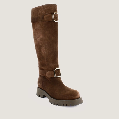 Slouchy boots in dark brown suede | done