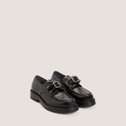 Round-toe loafers in black leather | davril