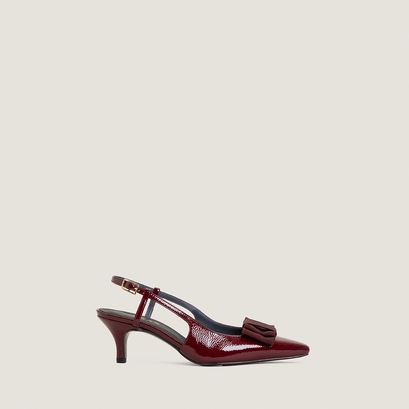 Bow pumps in pleated burgundy patent leather | dalo
