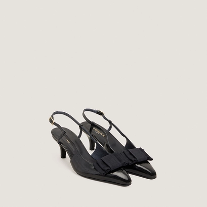 Bow pumps in pleated black patent leather | dalo