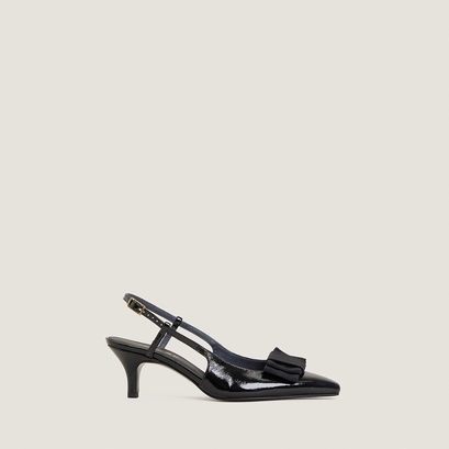 Bow pumps in pleated black patent leather | dalo