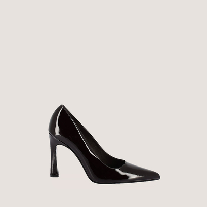 High pointed-toe pumps in black leather | deddy
