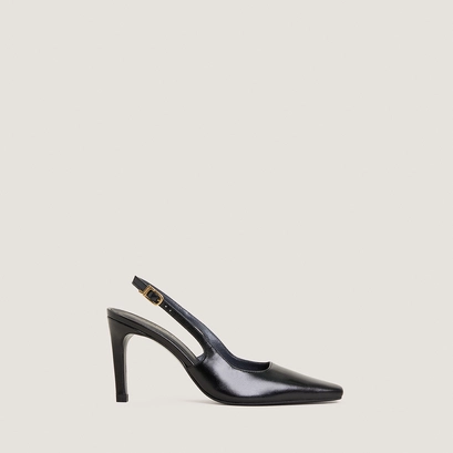 Pointed-Toe Slingback Pumps in black leather | DOUD