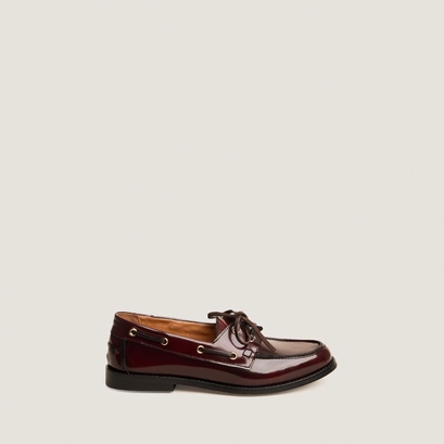 Loafers with laces in shiny burgendy leather | aulga