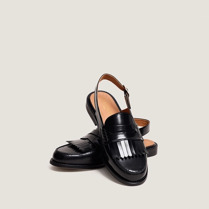 Open-back loafers Glossy leather in black | AUDELLE