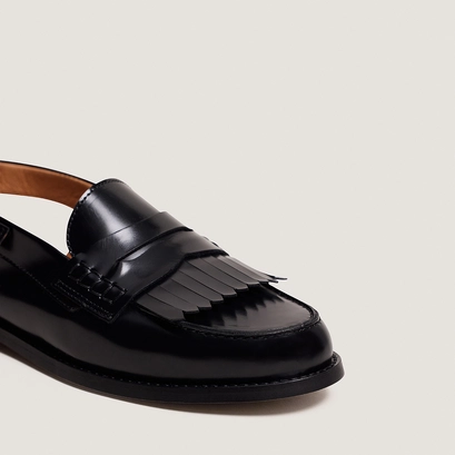 Open-back loafers Glossy leather in black | AUDELLE