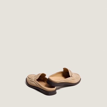 Open-back loafers in ivory split leather | nancy
