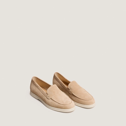 Loafers with soft uppers in ivory split leather | norlane