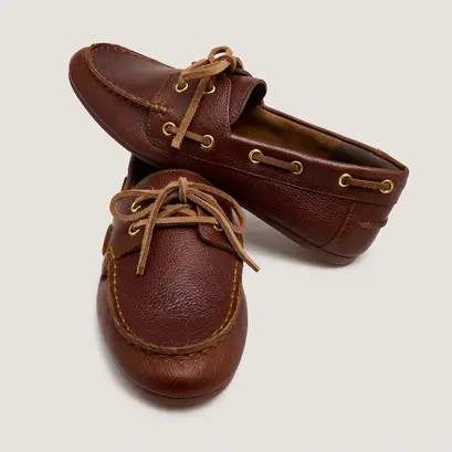 Lace?up loafers in cognac grained leather | teresa