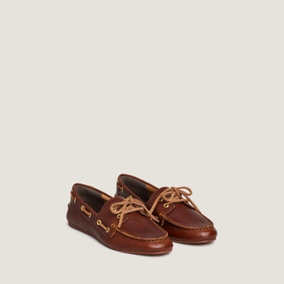 Lace?up loafers in cognac grained leather | teresa