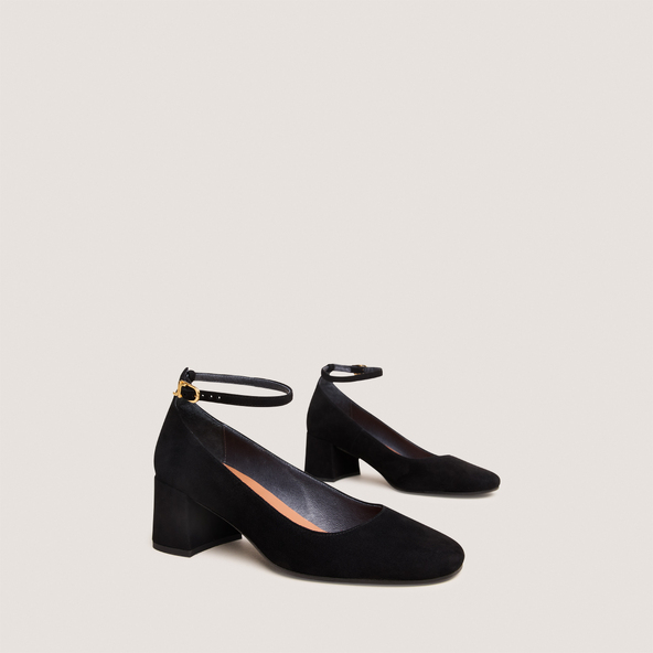 Mary Jane shoes with ankle strap in black suede | DITTO