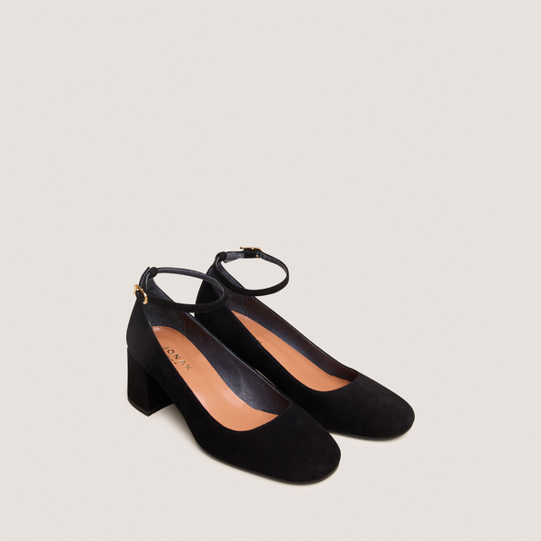 Mary Jane shoes with ankle strap in black suede | DITTO