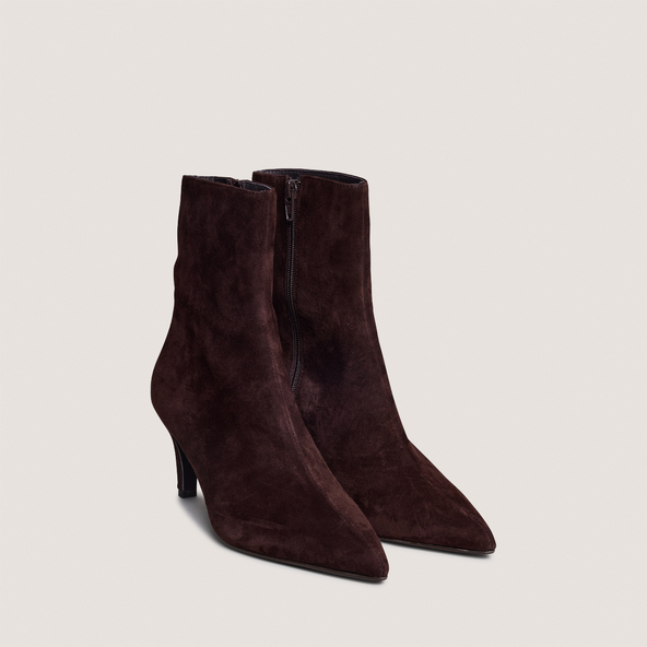 Stiletto-heel ankle boots in brown suede | DIEMINA