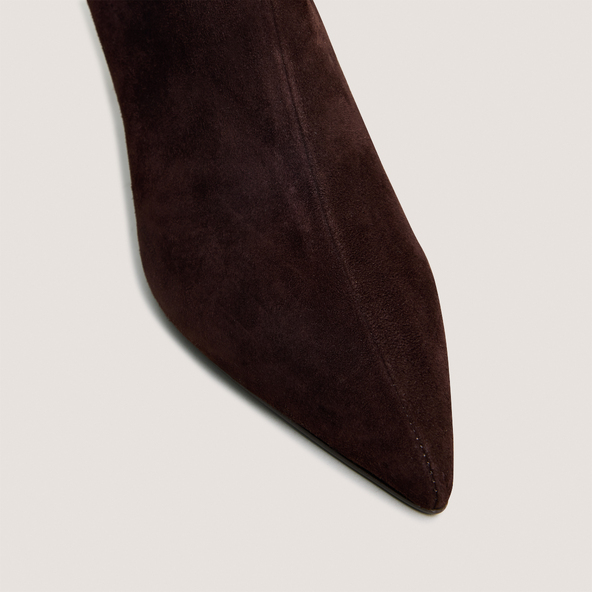 Stiletto-heel ankle boots in brown suede | DIEMINA