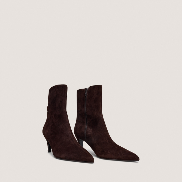 Stiletto-heel ankle boots in brown suede | DIEMINA