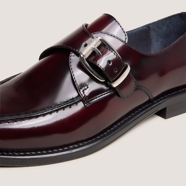 Buckle loafers in burgundy patinated leather | DIXA