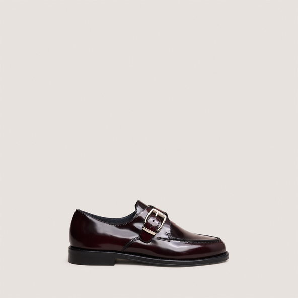 Buckle loafers in burgundy patinated leather | DIXA