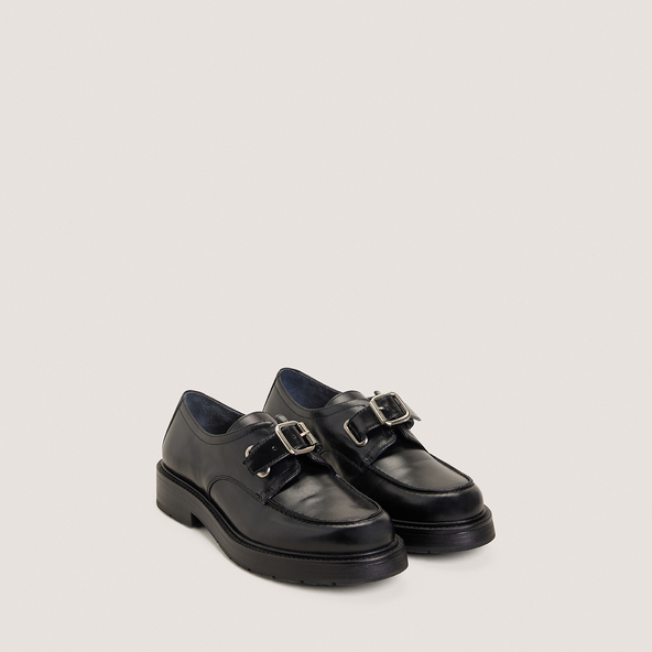 Round-toe loafers in black leather | DAVRIL