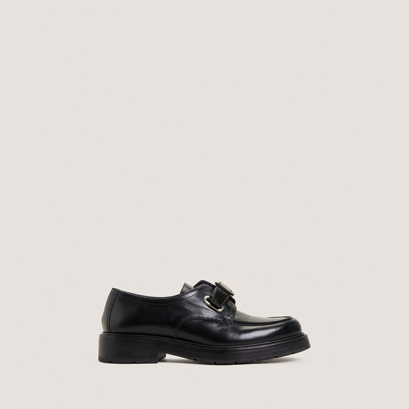 Round-toe loafers in black leather | DAVRIL