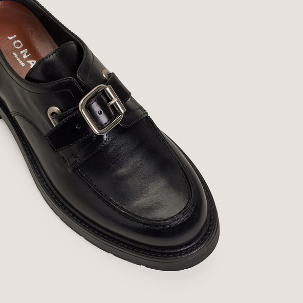 Round-toe loafers in black leather | DAVRIL