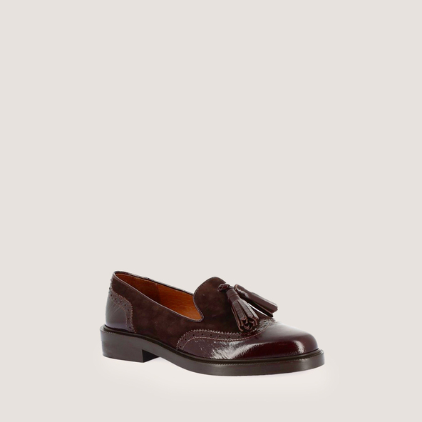 Tassel loafers in chocolate shiny leather and dark brown suede | DARTHUR