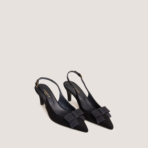 Slingback Pumps with Front Detail in black velvet | DAMELIE