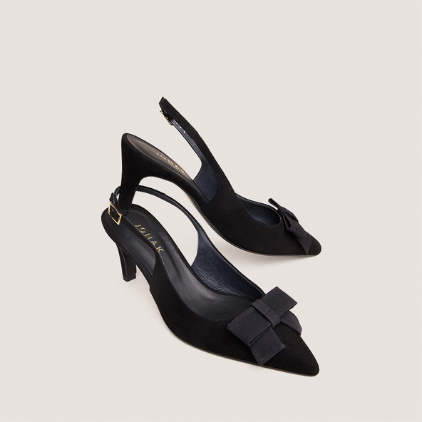 Slingback Pumps with Front Detail in black velvet | DAMELIE