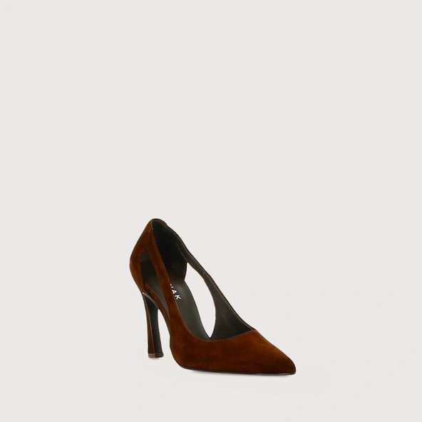Pointed-Toe Pumps in brown velvet | DEDGAR