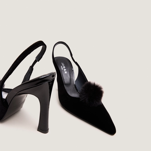 Pointed-Toe Pumps with Tassels in black velvet | DEMANUEL