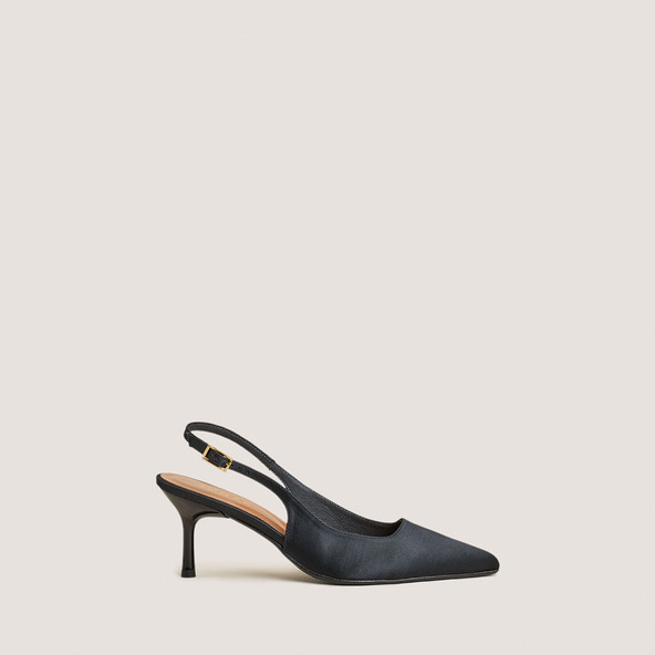 Slingback Pumps in black satin | DIAMANTUS
