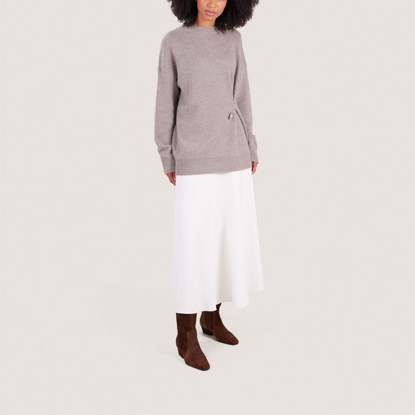 Beveled-Heel Boots in brown split leather | DOMIA