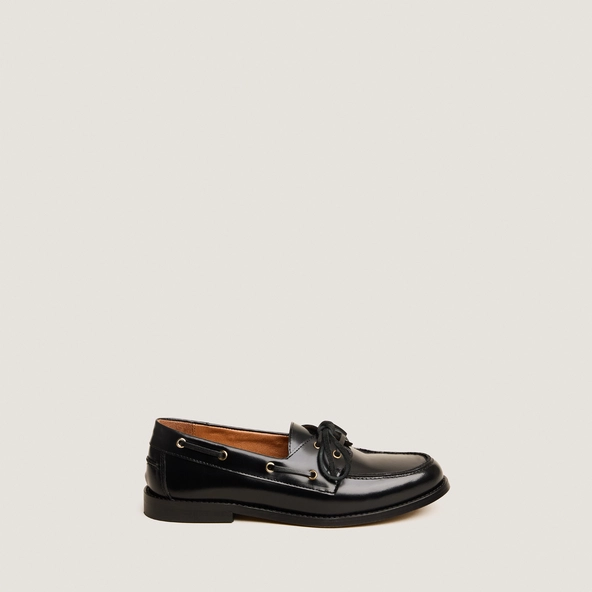 Loafers with laces In shiny black leather | AULGA