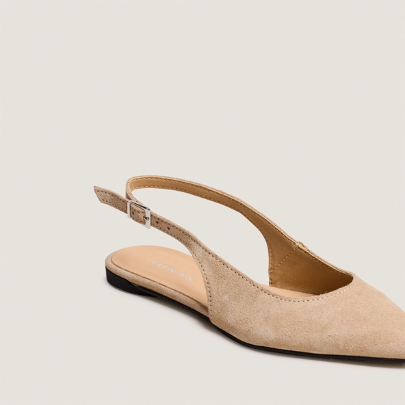 Slingback ballet flats in ivory split leather | NOA