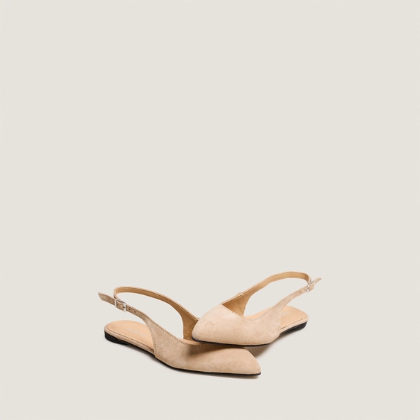 Slingback ballet flats in ivory split leather | NOA