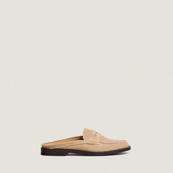 Open-back loafers in ivory split leather | NANCY