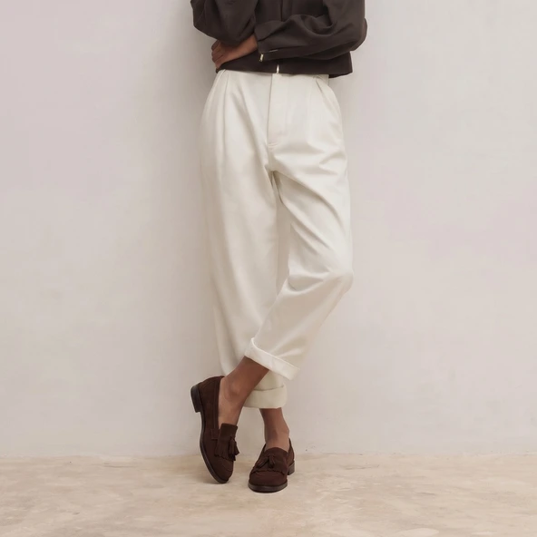 Tasseled loafers Dark brown split leather | NELLE