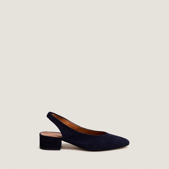 Ballet flats with open backs in navy suede | VINCE