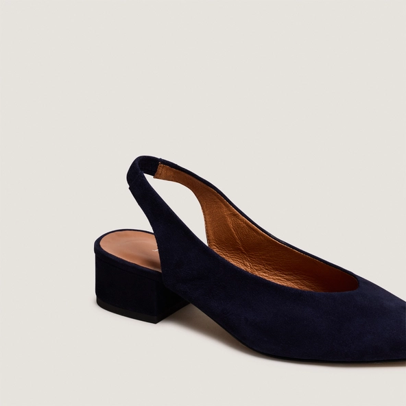 Ballet flats with open backs in navy suede | VINCE
