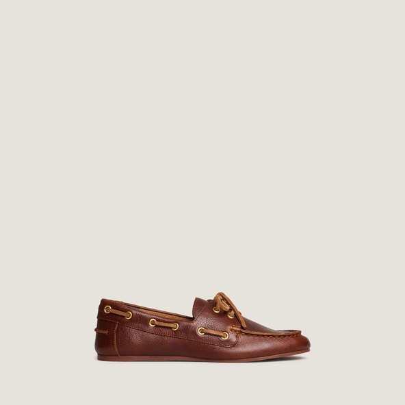 Lace?up loafers in cognac grained leather | TERESA