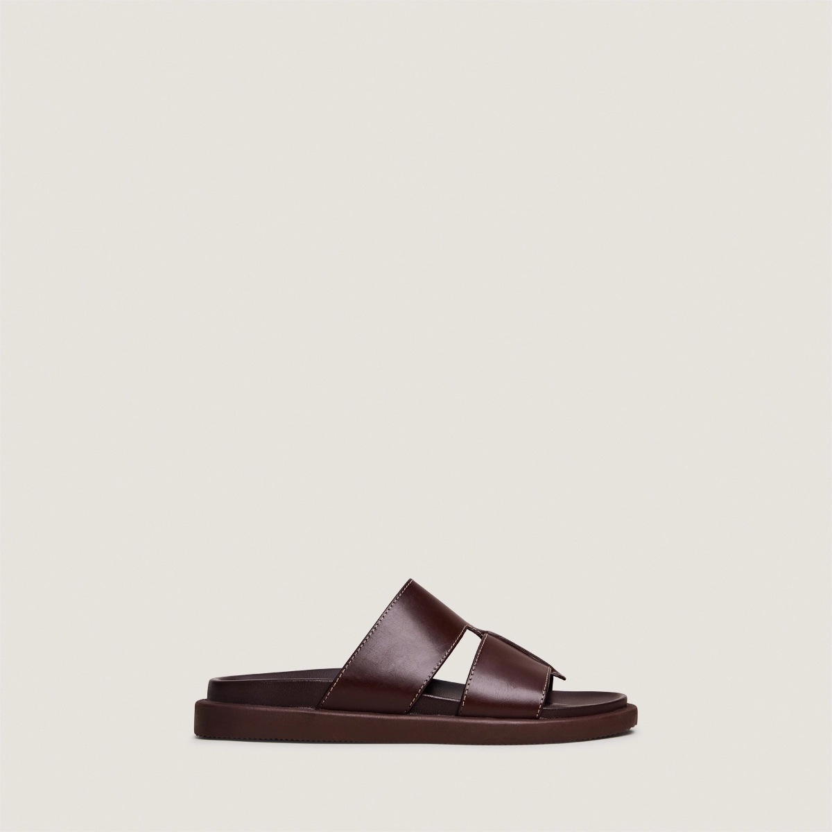 Open-toe mules in dark brown leather | WESTMINSTER