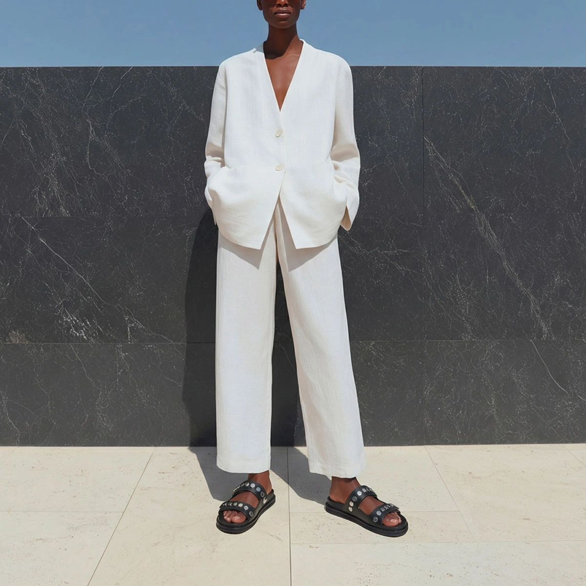 Double-strap mules Black leather | WALO