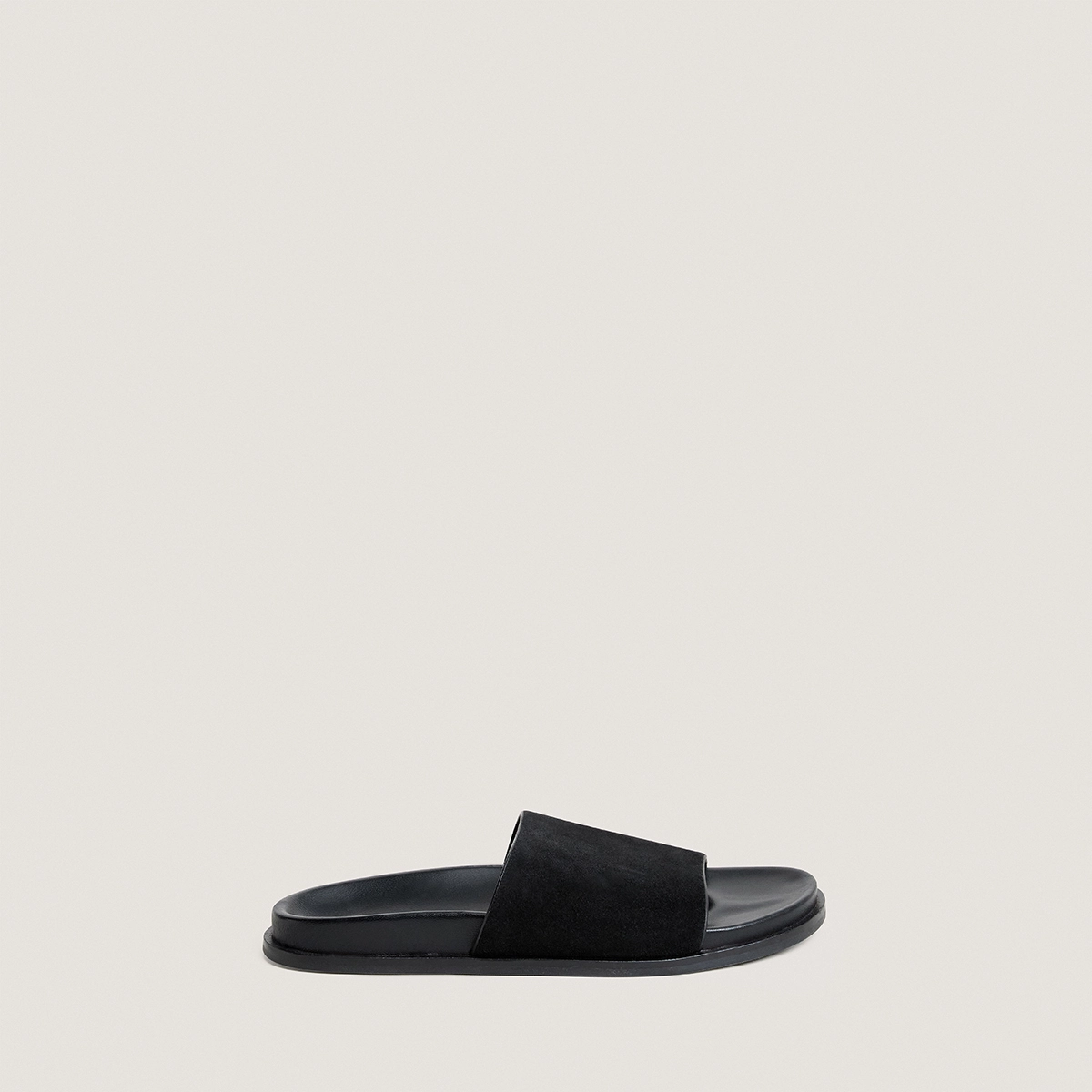 Flat mules in black split leather | WARNER
